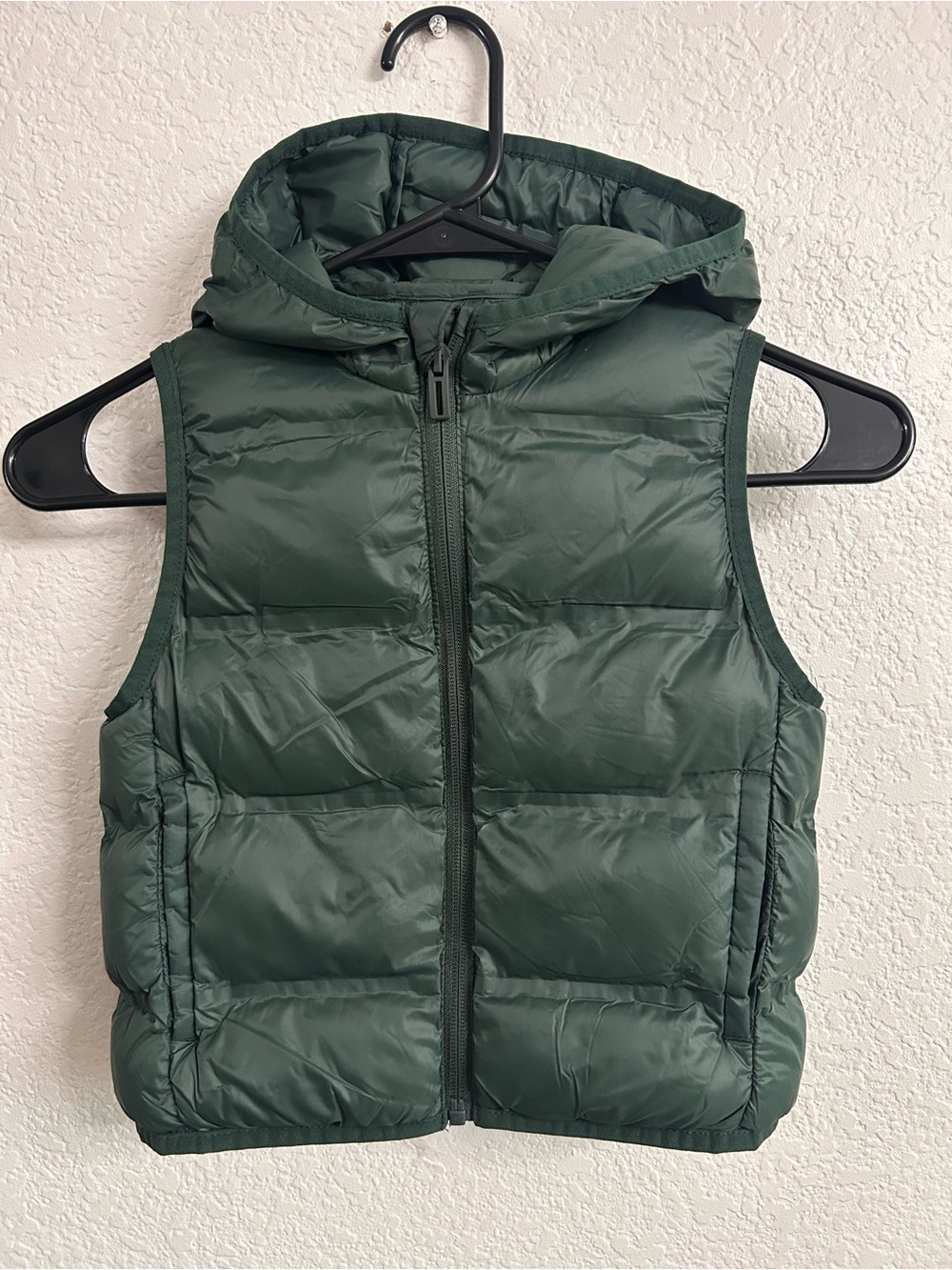 Zara Kids Hooded Puffer Vest - Forest Green